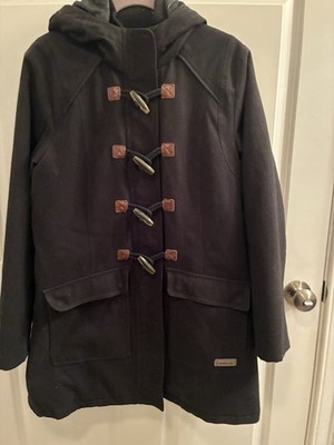 Merrell Black Toggle Coat With Quilted Lining &Hood SZ L