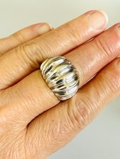 Sterling Silver Puffy Fluted Ribbed Dome Ring Size 7