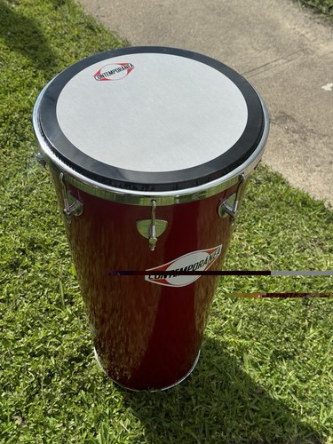 Contemporanea wooden timbal in a red finish, specifically a 14" x 70cm model