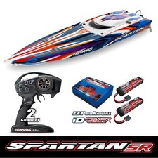 TRAXXAS#TRX103076-4-ORNG SPARTAN SR arancione barca da corsa +2x 5000 Lipo 3S+doppio caricatore