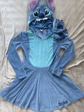 Disney Lilo  Stitch Hooded Cosplay Dress Costume Paw Mittens Blue Skater SMALL
