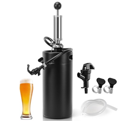 128oz Growler Tap System, 3.6L Mini Keg Pump Beer Tap Draft Beer Dispenser Pr...