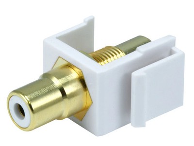 Monoprice Keystone Jack - Modular RCA With White Center For Keystone Wall Plate