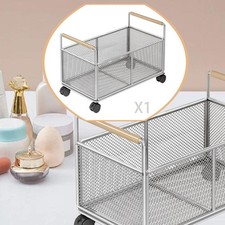 Laundry basket trolley with wheels, easy to move, metal wire organizer for under