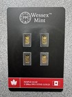 4 X 1/200oz 999 Fine Gold Wessex Mint Maple Leaf Bars