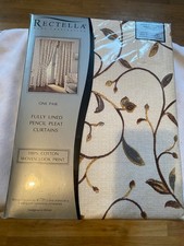 Lined curtains, By Rectella, 44" x 90" Fully Lined Pencil Pleat 100 % Cotton