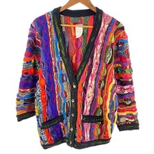 Vintage Coogi 3D Cotton Knit Cardigan Sweater Multicolor Women  s Size S