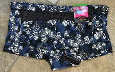 MAIDENFORM Large Navy Floral Lace Waist DREAM Boyshort Panties 40774 NWT
