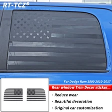 US Flag Rear Window Side Trim Stickers Decal for Dodge Ram 1500 2010-2017 Carbon