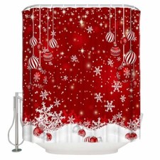 Christmas Shower Curtain Winter Christmas BallsASE8981 Standard Size 72" x 72"