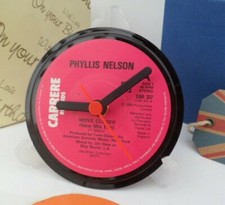 PHYLLIS NELSON CLOCK Side Table Desk Top Upcycled Vinyl Record Hit Move Closer