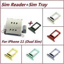 OEM Dual Sim Card Reader Holder Slot Insert Module Flex Sim Tray For iPhone 11