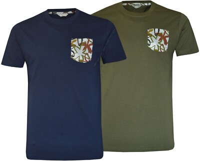 Short Sleeve T-shirt Plain 100% Cotton Top Ex Store with Floral Design Pocket