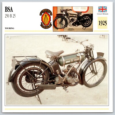 BSA 250 B 25 1925 Great Britain Edito Service Atlas Motorcycle Card | eBay