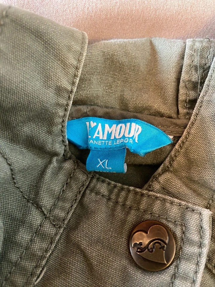 L'AMOUR зеленый женщин размер XL длинный рулон вкладка рукав Snap Up с капюшоном Gorpcore куртка - Изображение 2 из 4