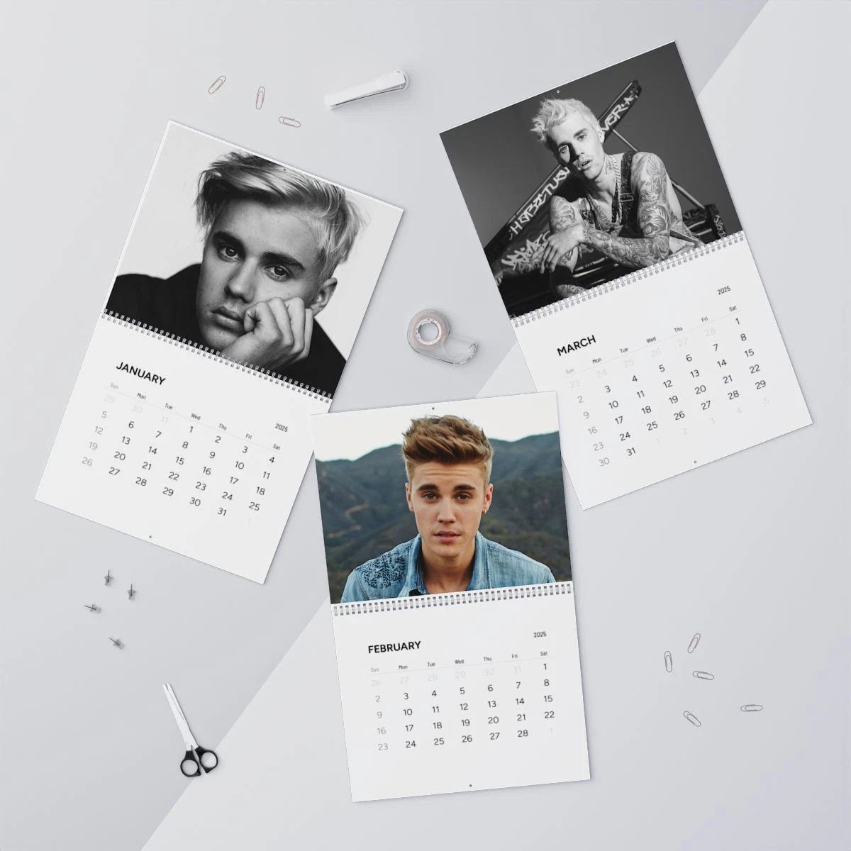 Justin Bieber 2025 Wall Calendar