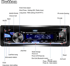 Single Din Car Stereo CDDVD Player Bluetooth FM/AM/RDS Radio USB SD AUX Receiver