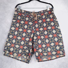 Patagoniai Board Shorts Men 34 Green Aztec Unlined 8.5" Wavefarer Quick Dry