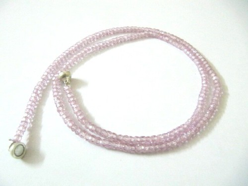 Collar Cubic Circonia Color Rosa Rondelle Facetado 3mm Cuentas Cierre Magnético - Imagen 3 de 4