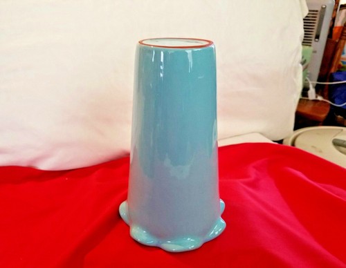 Vintage Turquoise Blue Studio Pottery Vase 8" Unmarked - Picture 4 of 4