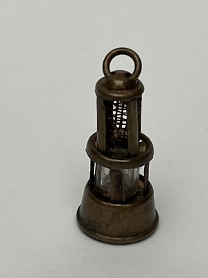 Antike MINIATUR Messing Grubenlampe Cardiff 1896 Ausstellung aus dem 19. Jh., Wales