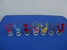 VINTAGE BOSCUL PEANUT BUTTER GLASSES 5" TUMBLERS  ( LOT OF 7 ) EXCELLENT