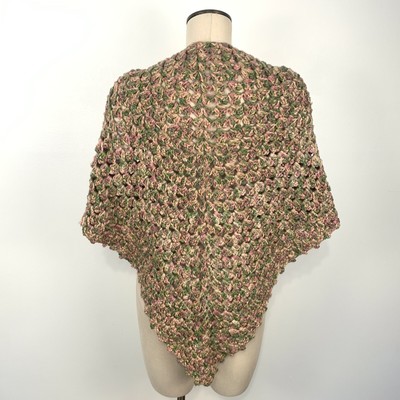 Handmade Crochet Shawl Triangle Shape Soft Warm Multicolor Boho Hippie Festival