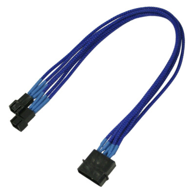 Nanoxia 4Pin Netzteil->2x3Pin Molex Adapter 30cm Einzelsl. Blau (13 EUR/m)