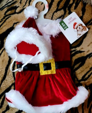 Pet Dress Dog or Cat Christmas Santa w Hat Plush xs sm ea. New 