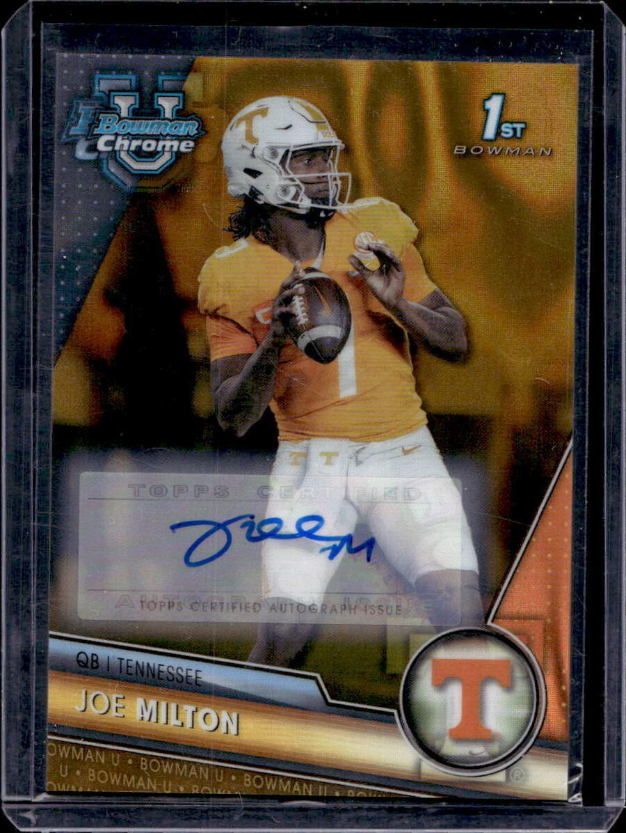 Joe Milton 2023 Bowman Chrome University #148 Gold Lava Refractor Auto /50