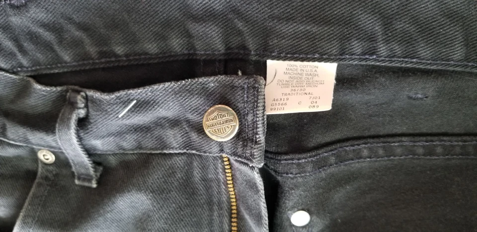 Jean de mezclilla de algodón de ajuste tradicional Harley Davidson vintage EE. UU. para hombre 36x30 negro Foto 4 de 4