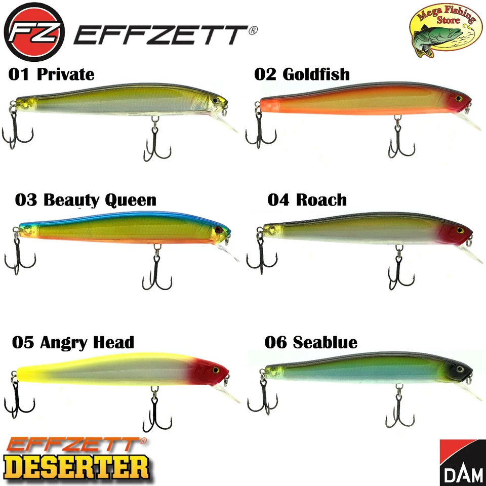 D.A.M DAM EFFZETT Deserter Wobbler - Hecht Zander Kunstköder Crankbait - 9cm bis 16cm