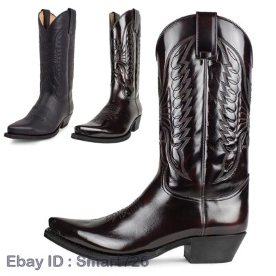 Men's Western Denim Boots Winter Synthetic Shoes High Boots Vintage Plus Size
