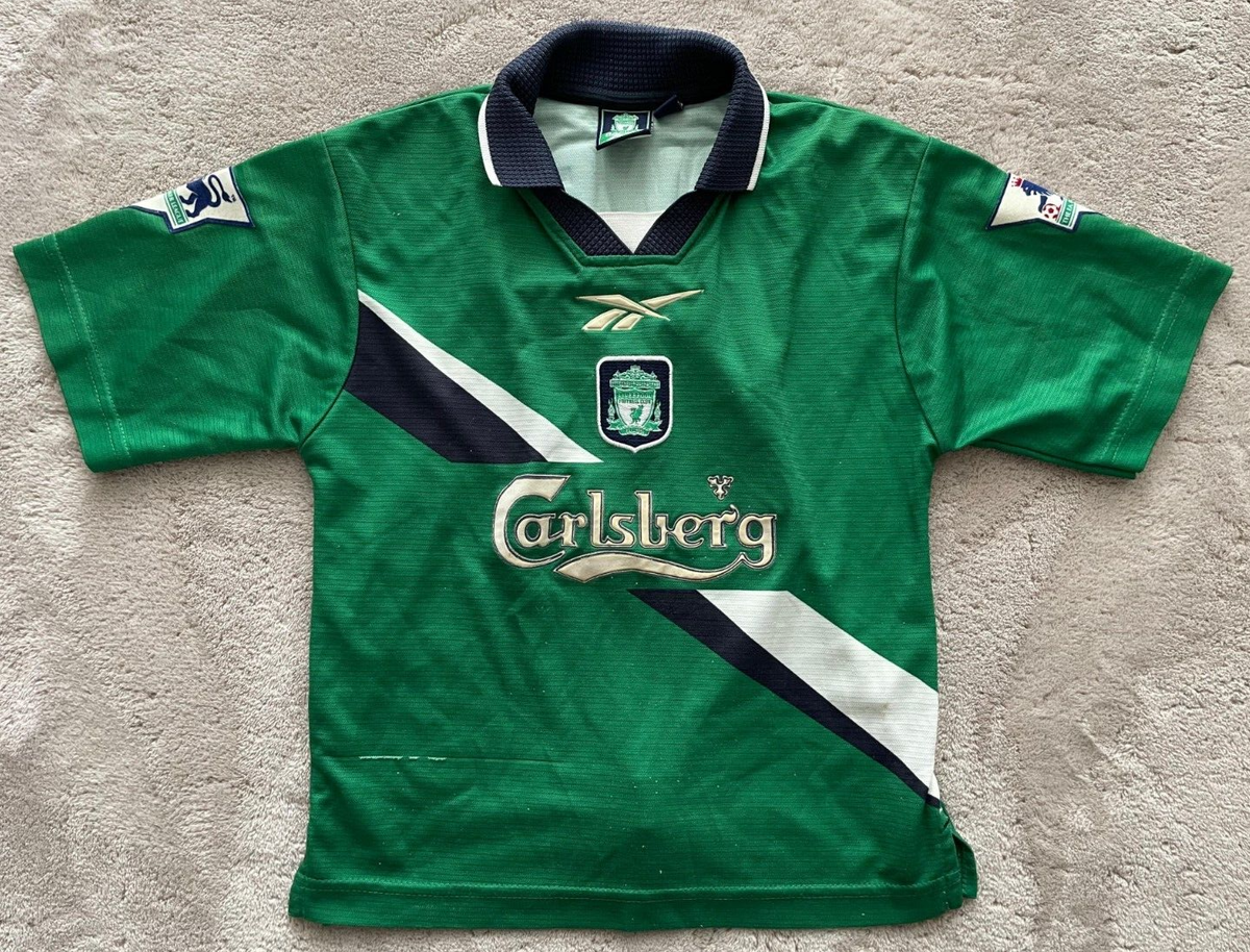 Vintage Liverpool Away Football Shirt Kids Small Reebok Michael