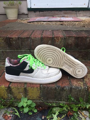lime green and grey air force ones