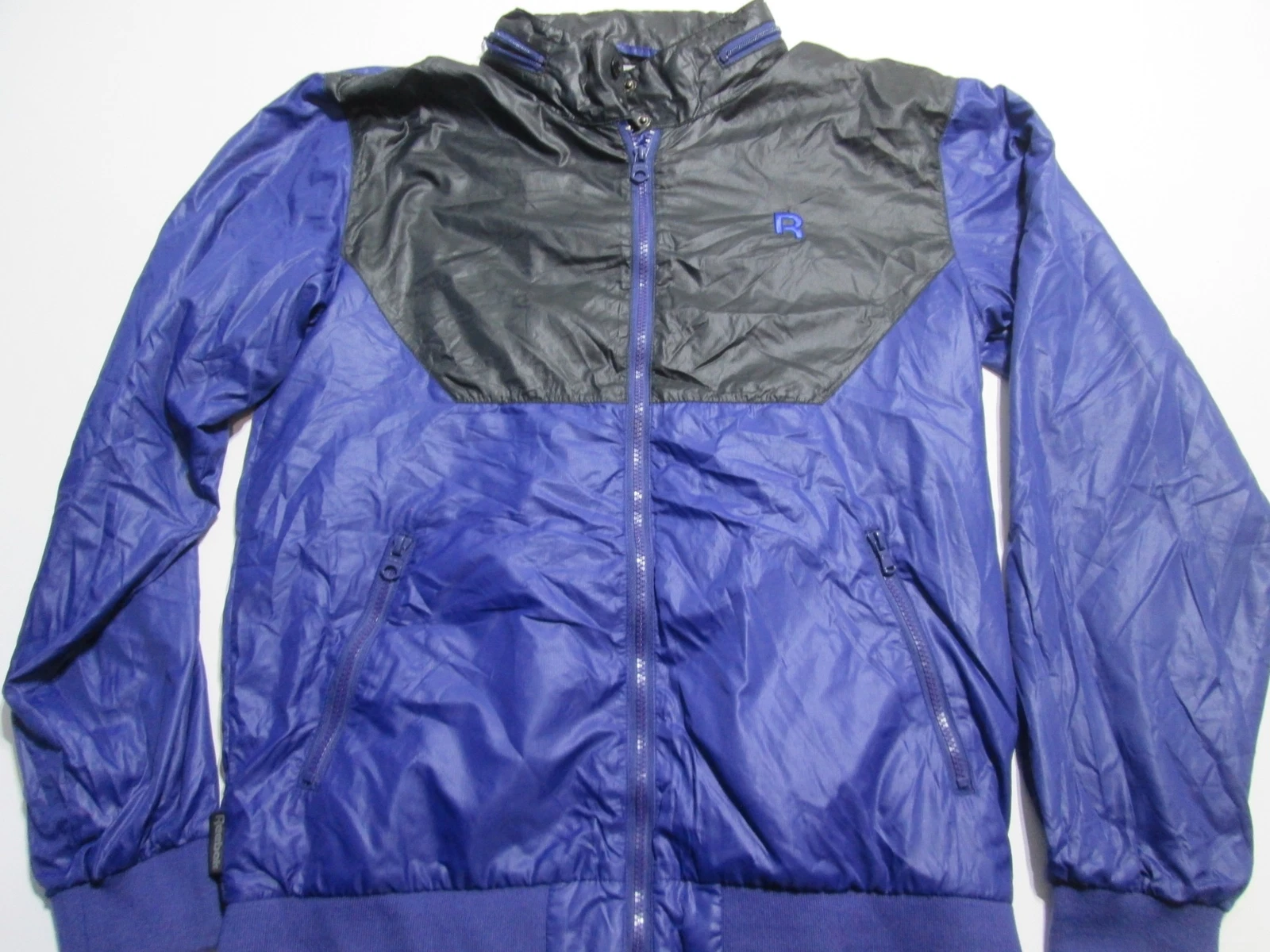 Reebok Mens Size L Windbreaker Jacket Navy/Black Outerwear