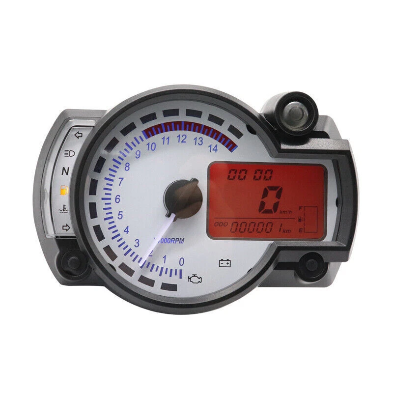 7 LED 12V Motocicleta Odómetro/Velocímetro Medidor Calibre Digital Tacómetro Motor Foto 3 de 4