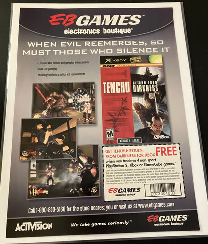 Tenchu: Return From Darkness - Vintage Gaming Print Ad / Wall Art - EB Games