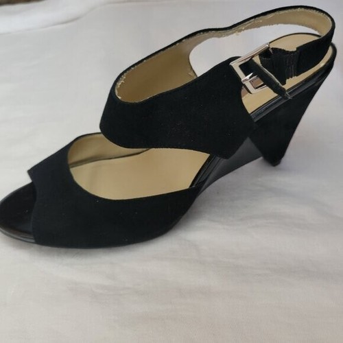 International Concepts INC Size 8 Shoes Black Leather Suede Heels dressy strap - Picture 6 of 12