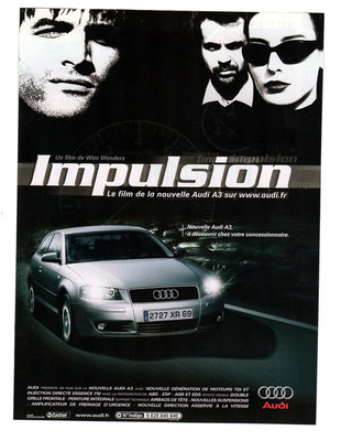 2003 AUDI A3 Original Print AD | Impulsion poster movie by Wim Wenders French