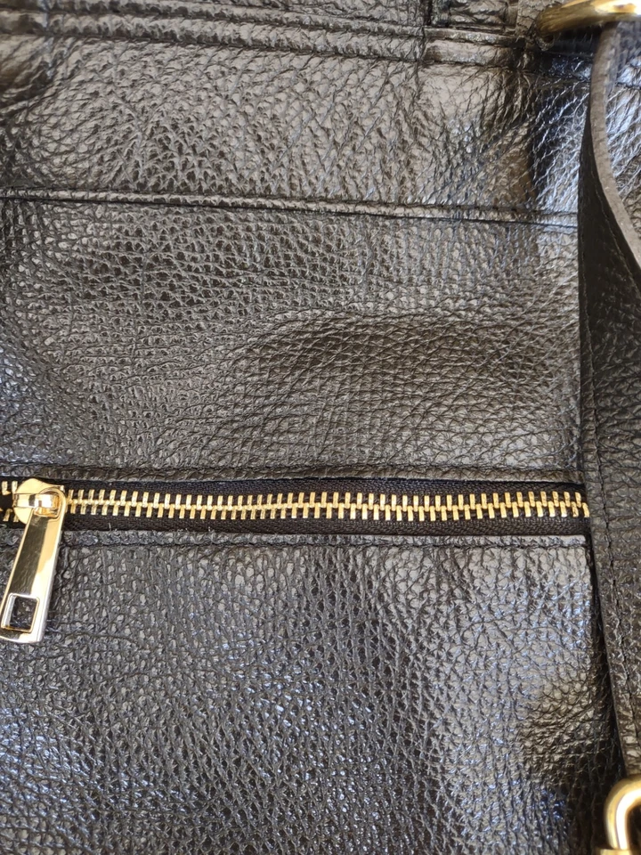 VERA PELLE MADE IN ITALY BLACK LEATHER BACKPACK 14X 13 OUTER POCKET Crossbody  - Image 3 of 4