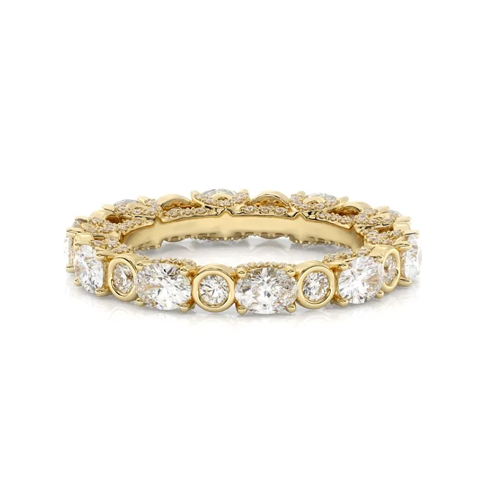 Yellow Gold Eternity Wedding Band Oval 14k Lab Grown 3.5 Ct Diamond 3.3 MM