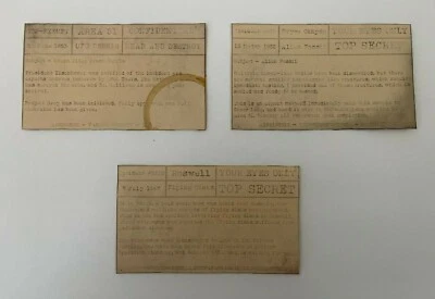 Roswell Crash Documents Area 51 Alien Top Secret UFO Military Document Cards