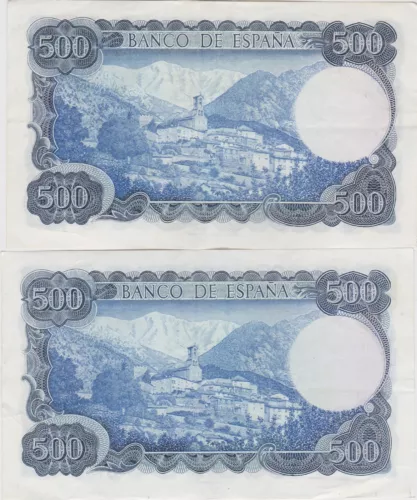 two spain p153a 500 pts banknotes 1971 good extremely fine or better condition image 3