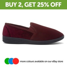 The Slipper Company Mens Slippers Red Adults Full Velour Durable Gripped SIZE