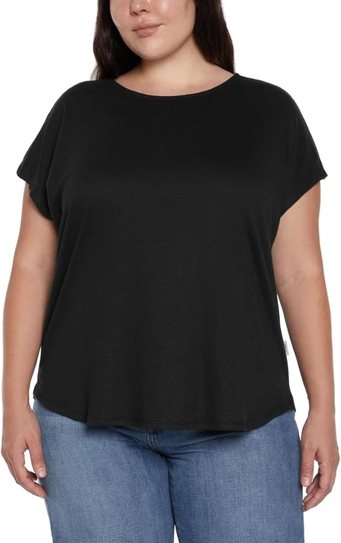 Orvis Women's Scoop Neck Linen Blend Short Sleeve Top, Black, Size XXL