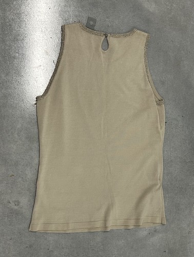 Ann Taylor Sleeveless Beaded Embellished Tank Top Women’s Medium Beige - Picture 5 of 6