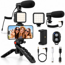 Smartphone Vlogging Set Video Kit With Table Tripod Mic LED Light Phone Holder