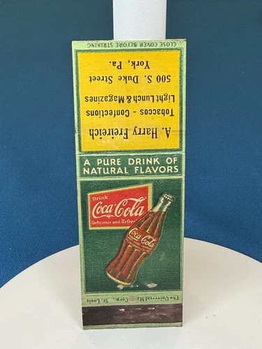 Coca Cola Soda A Harry Freireich York Pennsylvania VTG Matchbook Cover #30