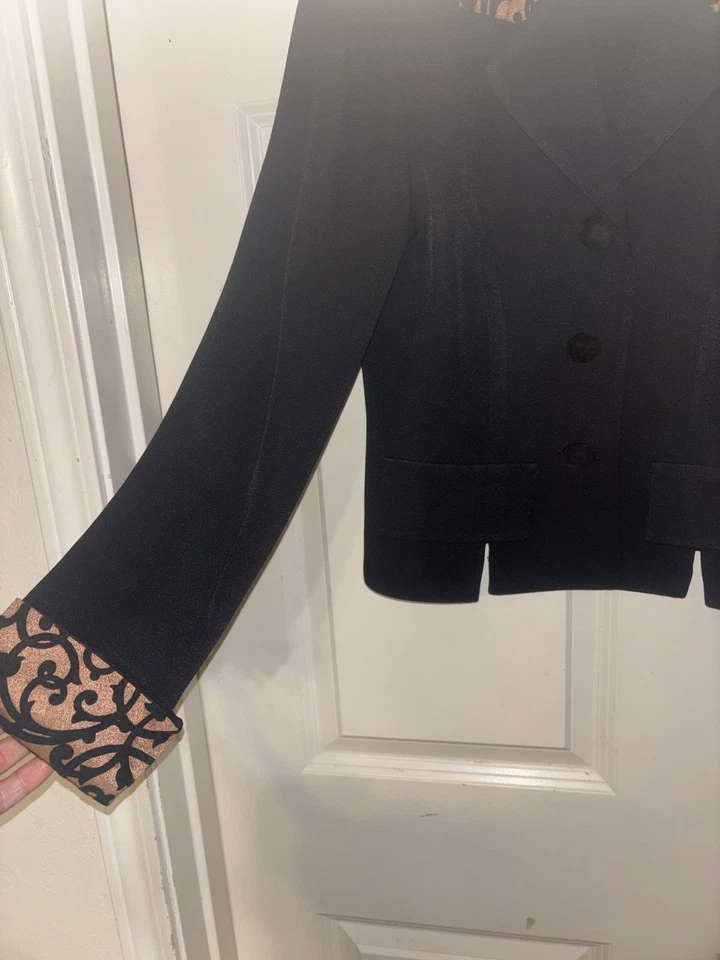Blazer negro recortado vintage Lois Snyder Dani Max para mujer talla 4 PetiteContraste Foto 3 de 4